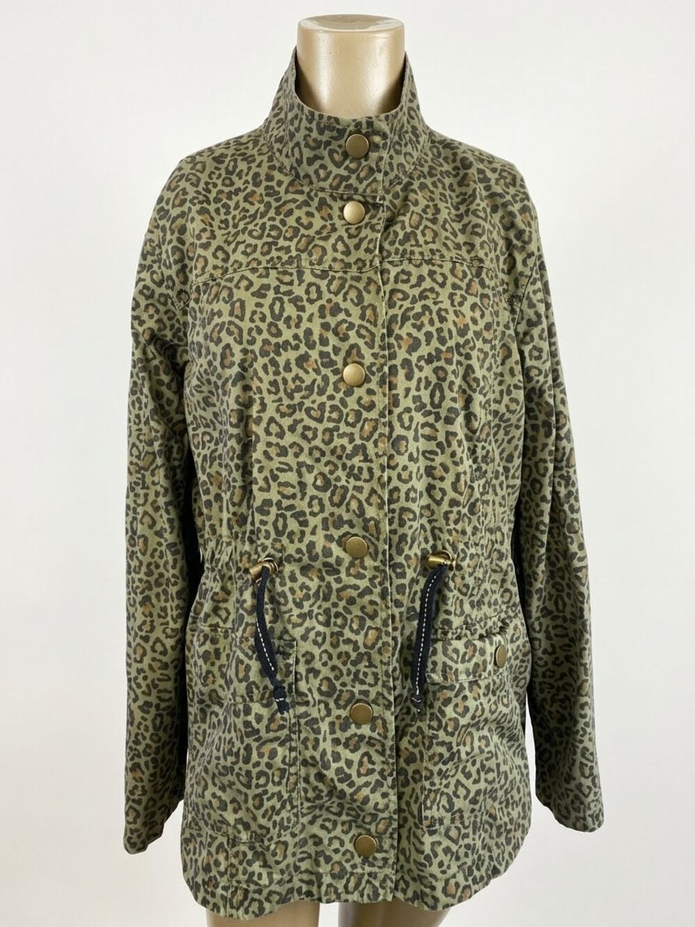 Maurices Leopard Print Utility Jacket - Olive Green - Size Large